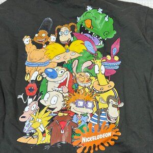 Nickelodeon Long-Sleeve Shirt 90's Characters Black Crewneck Raw Hem Adult L
